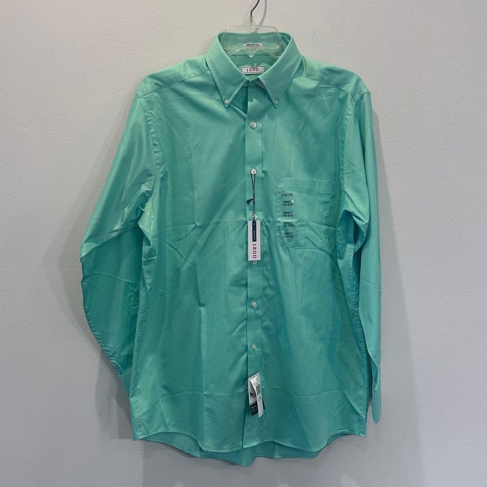 NWT IZOD Mens Peppermint Regular Fit Button Down Shirt Long Sleeve‎ Size 15 1/2